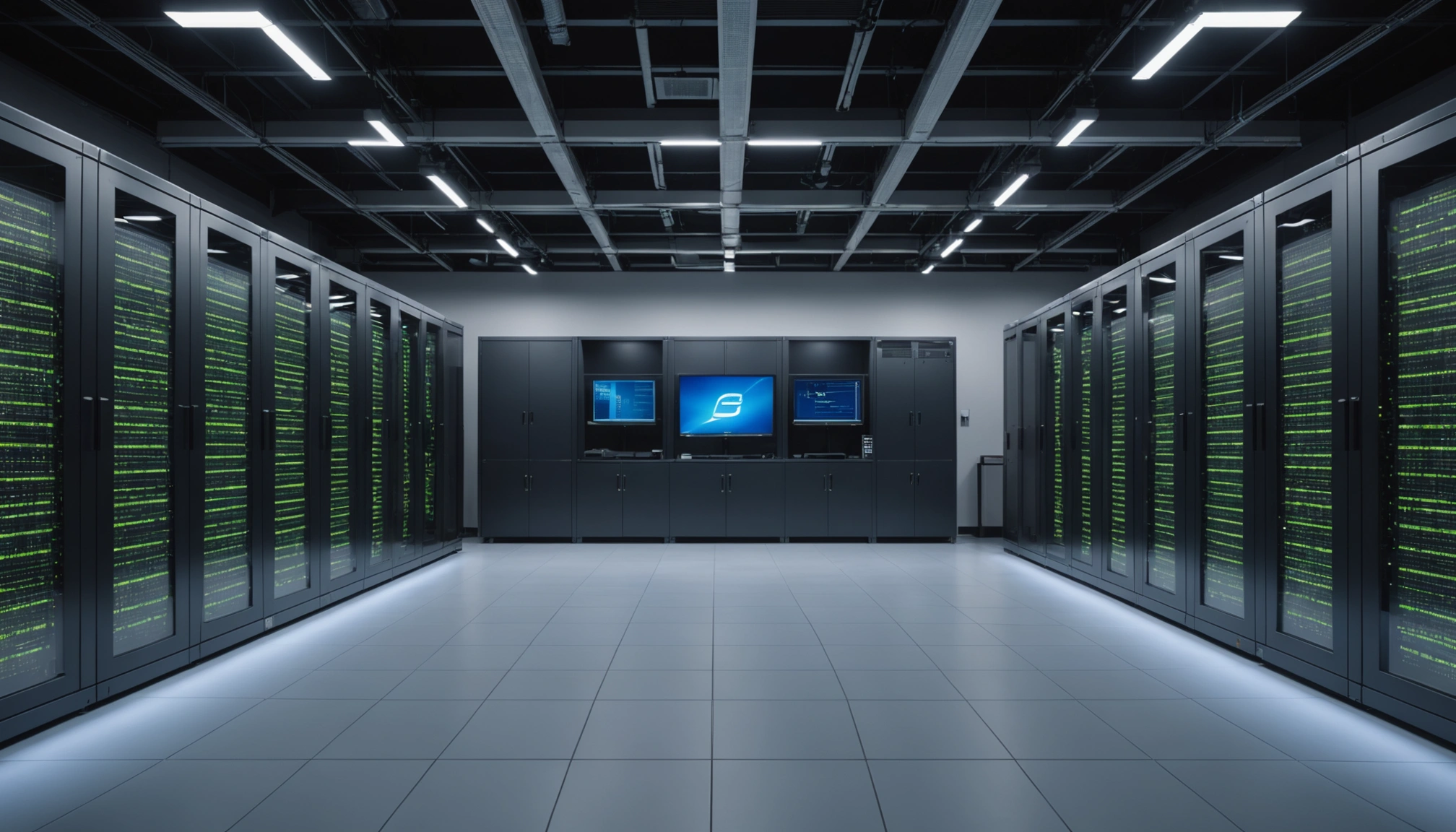 Eye-level view of a data center
